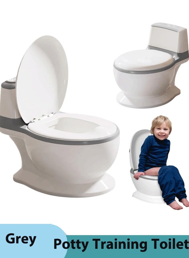 Potty Training Toilet, Realistic Potty Training Seat, Toddler Potty Chair with Soft Seat, Toilet Tissue Dispenser and Splash Guard, Non-Slip for Toddler, Easy to Empty and Clean (Grey) - Image 1