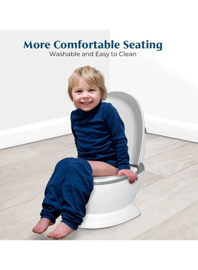 Potty Training Toilet, Realistic Potty Training Seat, Toddler Potty Chair with Soft Seat, Toilet Tissue Dispenser and Splash Guard, Non-Slip for Toddler, Easy to Empty and Clean (Grey) - Image 5
