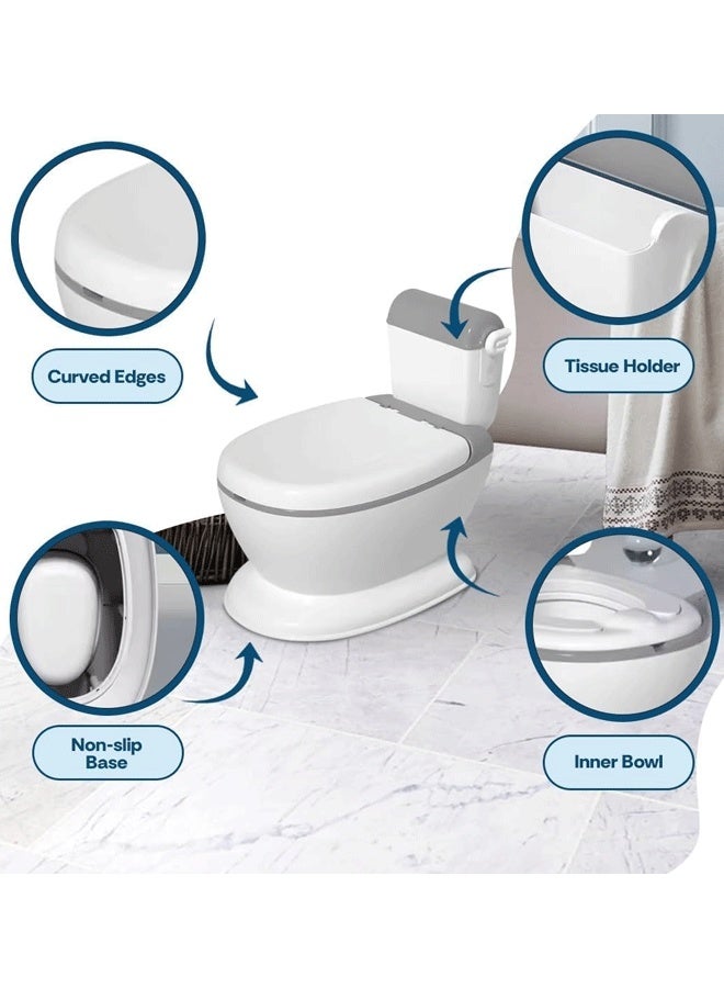 Potty Training Toilet, Realistic Potty Training Seat, Toddler Potty Chair with Soft Seat, Toilet Tissue Dispenser and Splash Guard, Non-Slip for Toddler, Easy to Empty and Clean (Grey) - Image 4