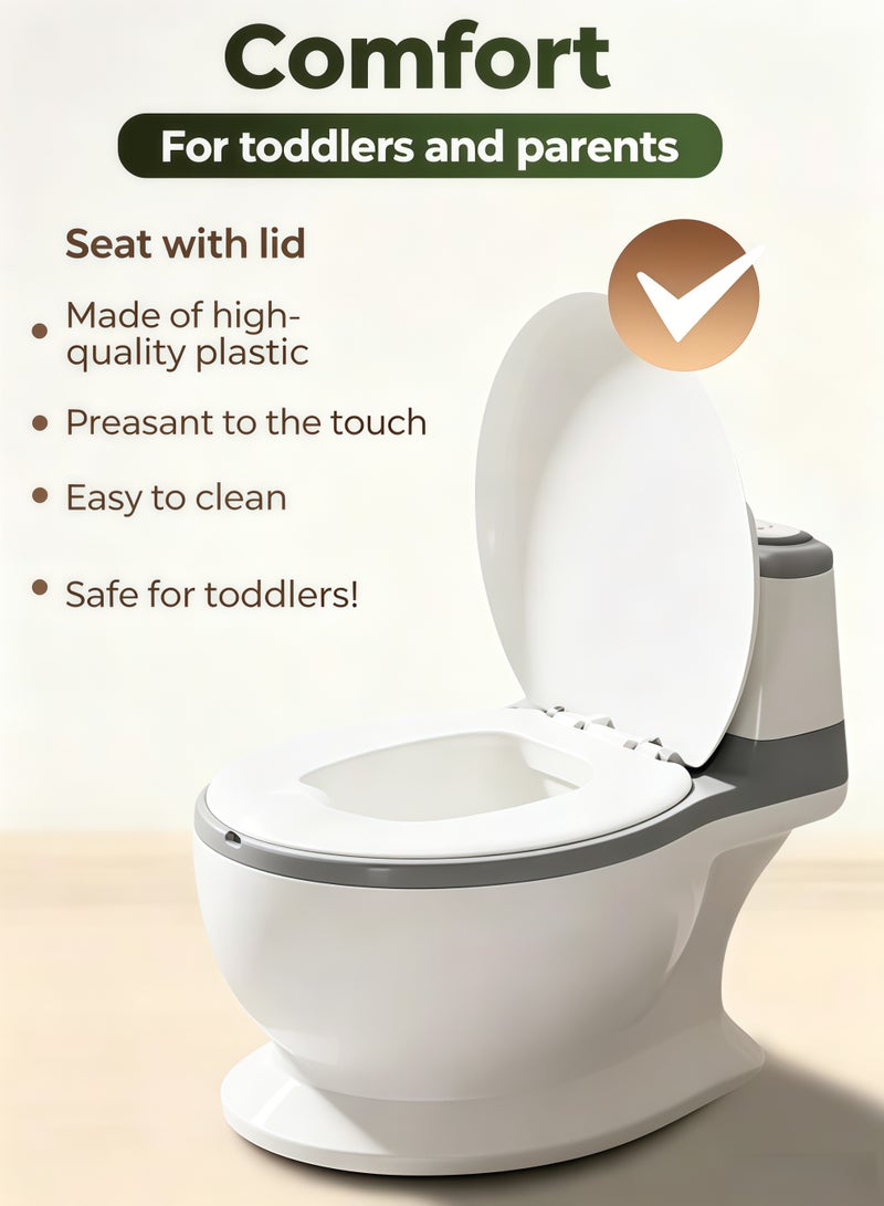 XiuWoo Baby Potty Toilet,Potty Training Seat with Handles,Training Chair with Removable Toilet Ring and Washable Bucket,Toddler Kids Potty Chair with High Back Support & Lid,Soft Seat Removable Potty Pot,Toilet Tissue Dispenser and Splash Guard,Non-Slip for Toddler,Easy to Empty and Clean - Image 5