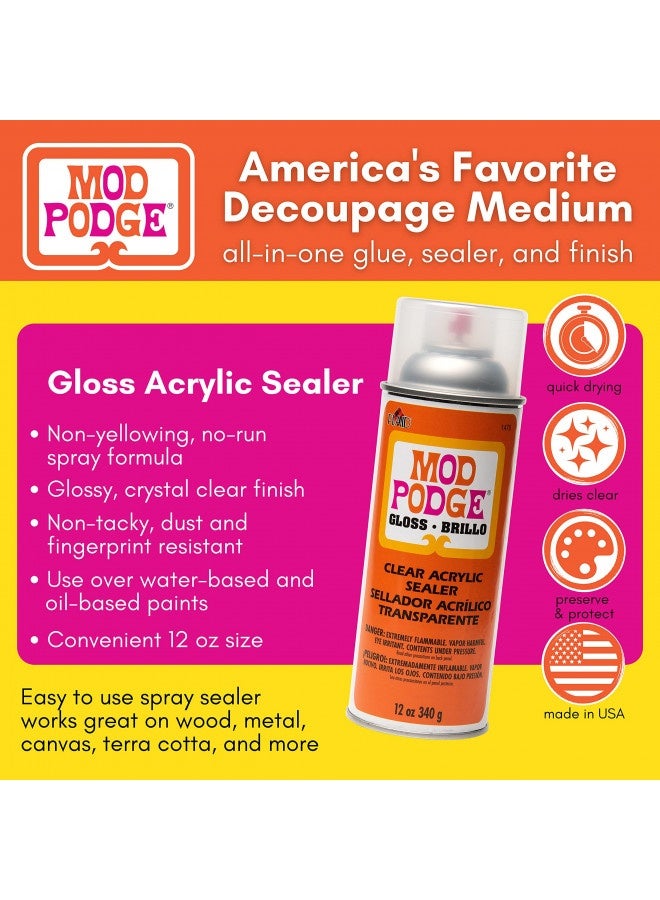 Mod Podge Mod Podge Spray Acrylic Sealer That Is Specifically Formulated To Seal Craft Projects, Dries Crystal Clear Is Non-Yellowing No-Run And Quick Drying, 12 Ounce, Gloss - Image 4
