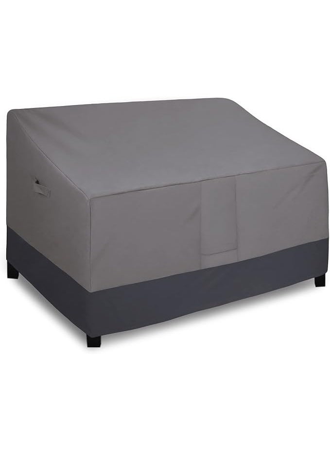 غطاء أريكة خارجية بمقعدين مقاوم للطقس وسهل الاستخدام، غطاء أثاث فناء مقاوم للرياح مع فتحة تهوية (58 × 32.5 × 31 بوصة، رمادي/رمادي داكن) - Image 1