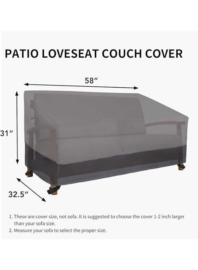 غطاء أريكة خارجية بمقعدين مقاوم للطقس وسهل الاستخدام، غطاء أثاث فناء مقاوم للرياح مع فتحة تهوية (58 × 32.5 × 31 بوصة، رمادي/رمادي داكن) - Image 3