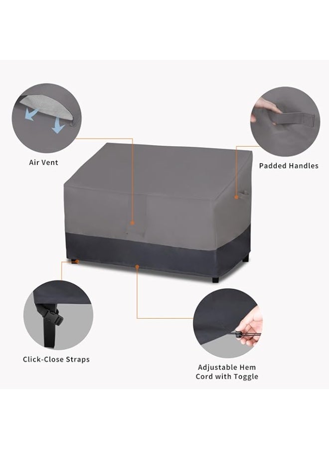 غطاء أريكة خارجية بمقعدين مقاوم للطقس وسهل الاستخدام، غطاء أثاث فناء مقاوم للرياح مع فتحة تهوية (58 × 32.5 × 31 بوصة، رمادي/رمادي داكن) - Image 5