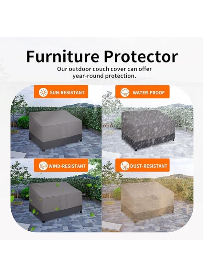 غطاء أريكة خارجية بمقعدين مقاوم للطقس وسهل الاستخدام، غطاء أثاث فناء مقاوم للرياح مع فتحة تهوية (58 × 32.5 × 31 بوصة، رمادي/رمادي داكن) - Image 4