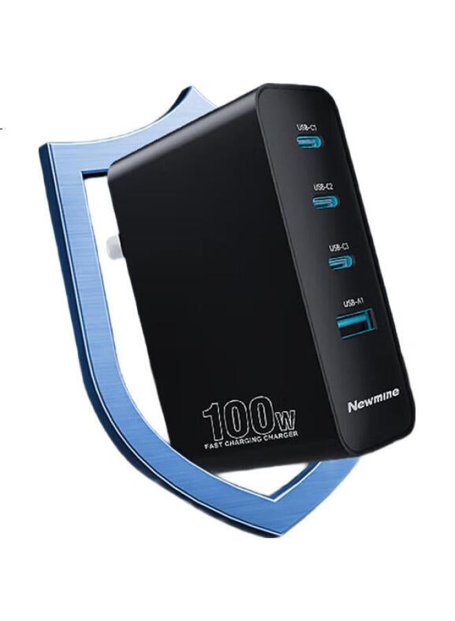 Newmine Newman 100W Gan Charger Set, Multi-Port Fast Charging Head Compatible With Pd65W, Suitable For Macbook Pro, Lenovo Laptops, Apple 15/14, Huawei, Xiaomi Phones, Black - Image 1