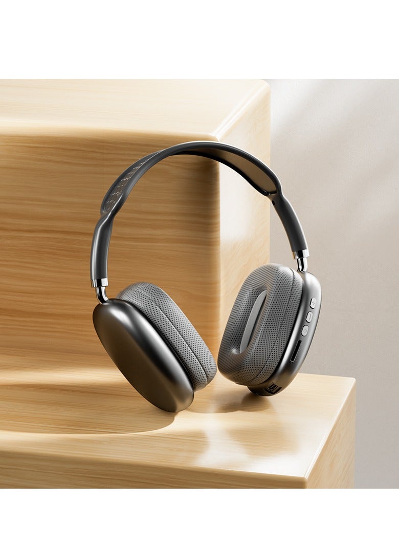 Bluetooth wireless noise-canceling headphones, multiple modes, fast charging, soft ear cushions, super-long battery life. Supports all connection modes: Bluetooth + TF card + wired direct connection. new model black minimalist headphones.