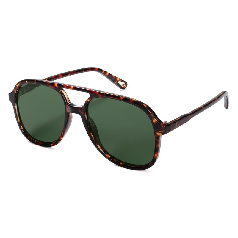 SOJOS Retro Polarized Aviator Sunglasses Womens Mens Classic 70s Vintage Trendy Square Aviators SJ2174, Brown Tortoise/Dark Green - Image 1