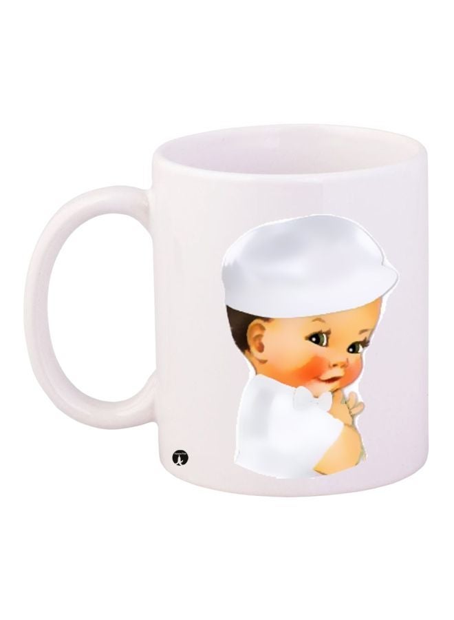 Little Baby Printed Coffee Mug White/Yellow/Brown 11ounce