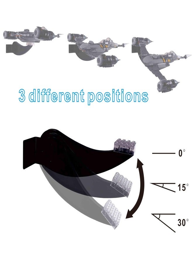 حامل جداري من بريك فيجنز لمجموعات ليغو 75292 و75315 و75300 TIE Fighter و75325 Mandalorian N-1 Starfighter Kit و75354 Gunship Kit، لمجموعات بناء الطائرات وغيرها. دعامة بزاوية قابلة للتعديل، للتثبيت على الحائط فقط. - Image 3