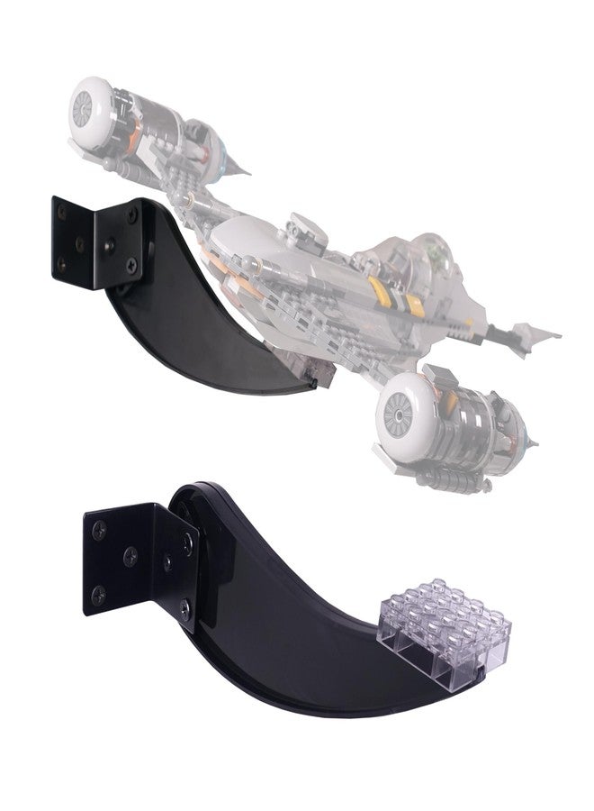 حامل جداري من بريك فيجنز لمجموعات ليغو 75292 و75315 و75300 TIE Fighter و75325 Mandalorian N-1 Starfighter Kit و75354 Gunship Kit، لمجموعات بناء الطائرات وغيرها. دعامة بزاوية قابلة للتعديل، للتثبيت على الحائط فقط. - Image 1