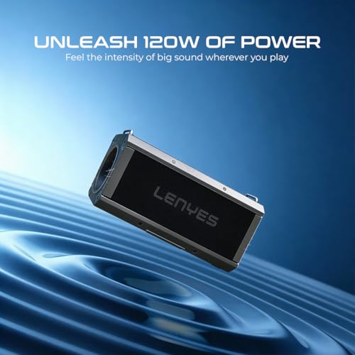 Lenyes S828 Bluetooth Party Speaker | 120W Output | Dual Wireless Rechargeable Mics | 16000mAh Battery | RGB LEDs | Bluetooth 5.3 | TWS Mode | USB/TF/AUX/FM | Remote Control (Black) - Image 3
