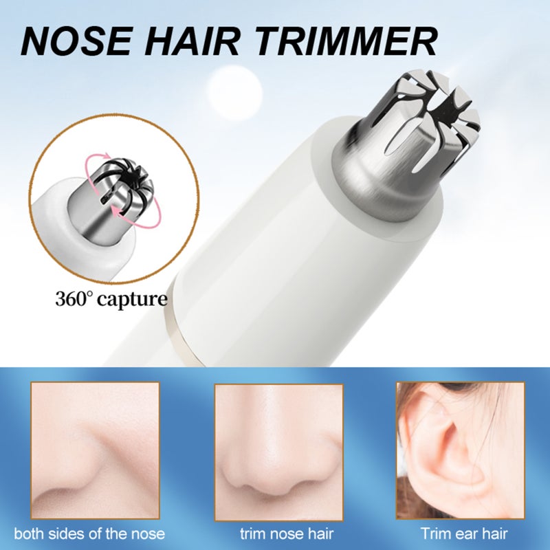 Electric shaver female bikini trimmer, female shaver USB rechargeable eyebrow trimmer nose hair instrument 5 in 1 multifunctional electric shaver for face legs eyebrows nose removable head - Image 5
