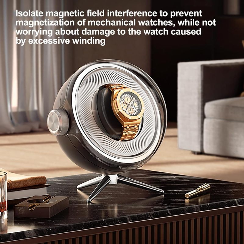 Single Watch Winder Brown Silent Operation Automatic Watch Winder - Quiet Motor Watch Winder for Watch Care & Display - Image 5