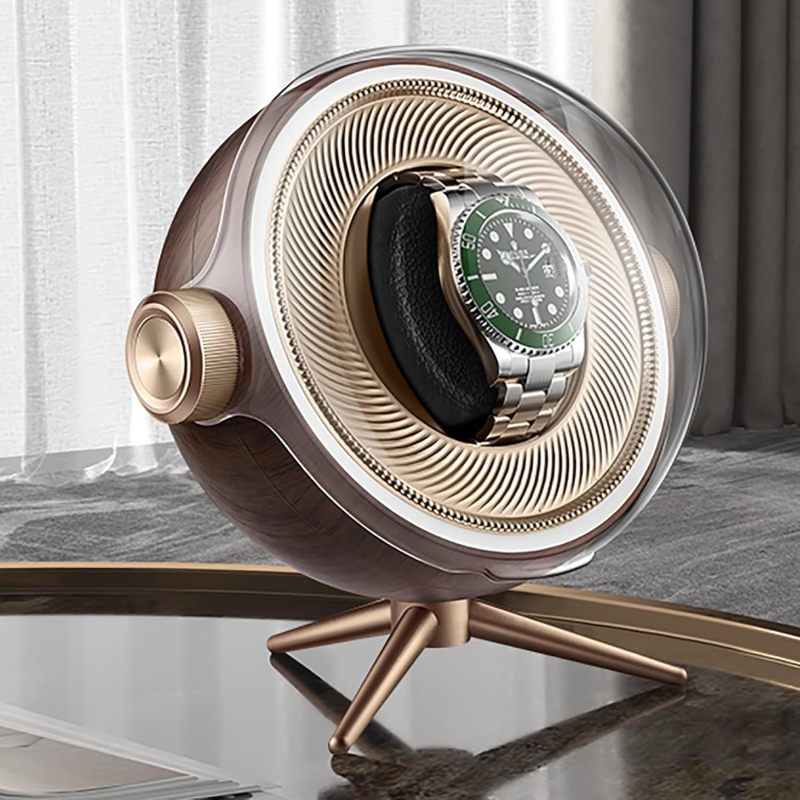 Single Watch Winder Brown Silent Operation Automatic Watch Winder - Quiet Motor Watch Winder for Watch Care & Display - Image 1