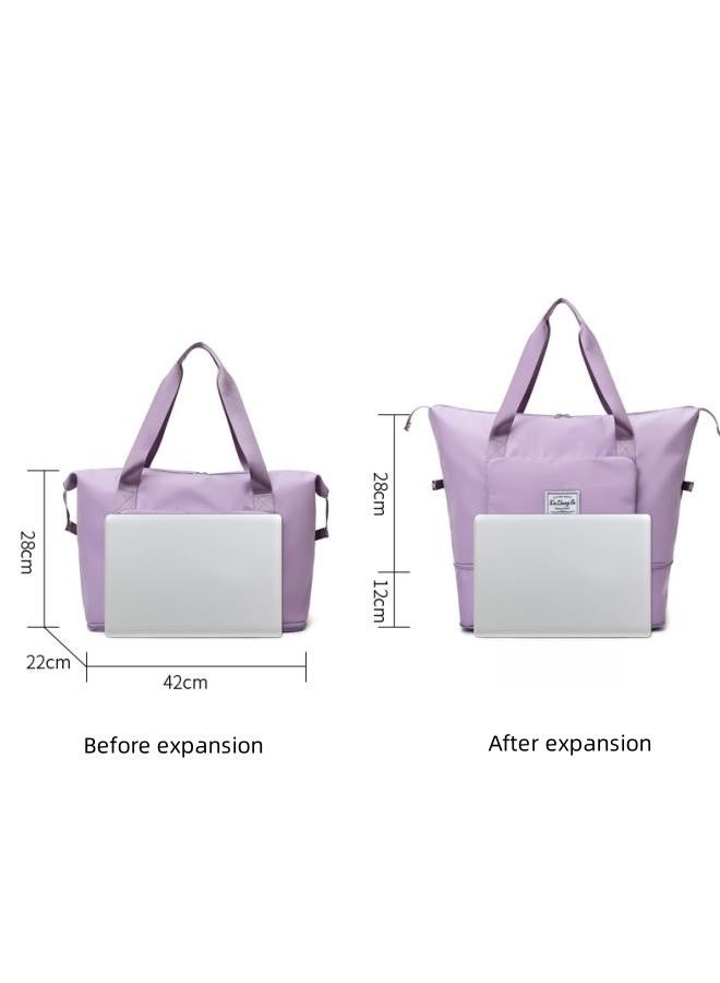 WAOKN Women's Portable Dry and Wet Separation Gym Sacks, Large-capacity Business Trip Storage Bag Luggage Sports Bag Trolley Bag, Waterproof Leisure Travel Bag Carrying Bag for Ladies（Purple） - Image 4