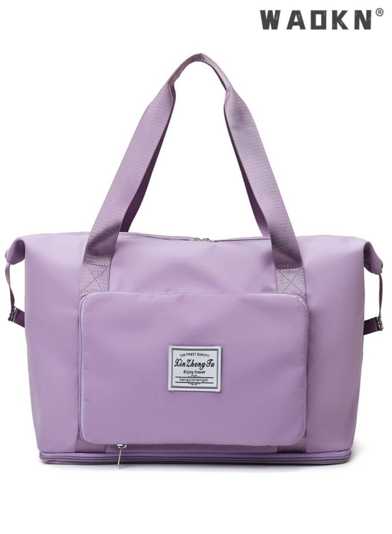 WAOKN Women's Portable Dry and Wet Separation Gym Sacks, Large-capacity Business Trip Storage Bag Luggage Sports Bag Trolley Bag, Waterproof Leisure Travel Bag Carrying Bag for Ladies（Purple） - Image 1