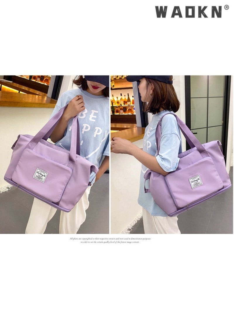 WAOKN Women's Portable Dry and Wet Separation Gym Sacks, Large-capacity Business Trip Storage Bag Luggage Sports Bag Trolley Bag, Waterproof Leisure Travel Bag Carrying Bag for Ladies（Purple） - Image 2