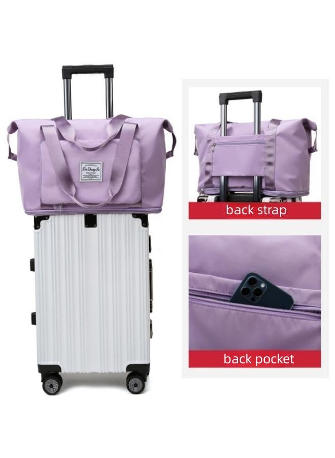 WAOKN Women's Portable Dry and Wet Separation Gym Sacks, Large-capacity Business Trip Storage Bag Luggage Sports Bag Trolley Bag, Waterproof Leisure Travel Bag Carrying Bag for Ladies（Purple） - Image 3