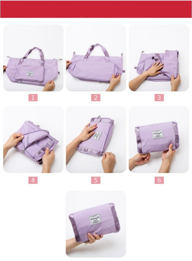 WAOKN Women's Portable Dry and Wet Separation Gym Sacks, Large-capacity Business Trip Storage Bag Luggage Sports Bag Trolley Bag, Waterproof Leisure Travel Bag Carrying Bag for Ladies（Purple） - Image 5