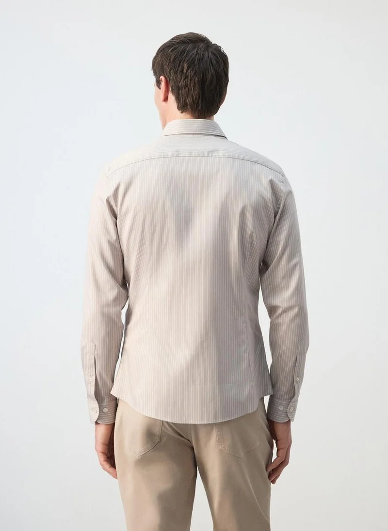 مانجو مان Slim fit striped cotton shirt