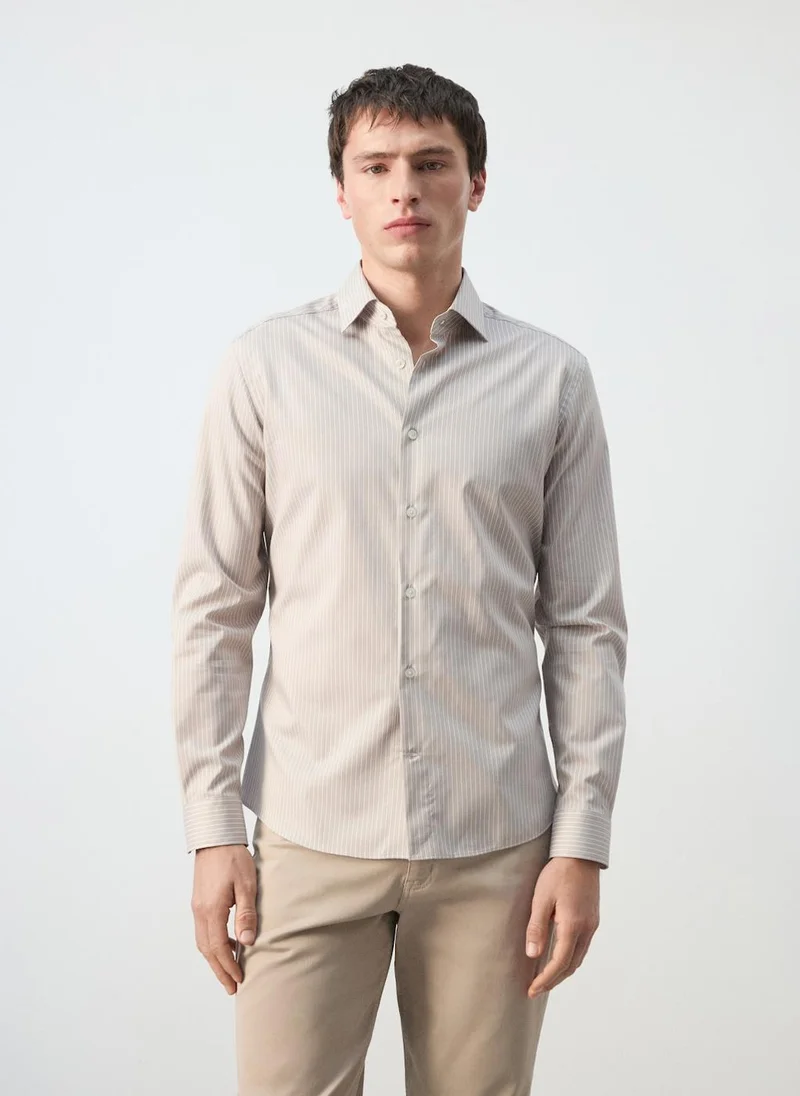 مانجو مان Slim fit striped cotton shirt