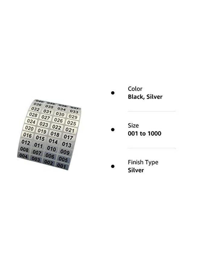 EXTRONTONDA Consecutive Number Inventory Stickers Waterproof 0.39 X 0.78 Inch Black Printing On Silver Sticker (001 To 1000) - Image 4