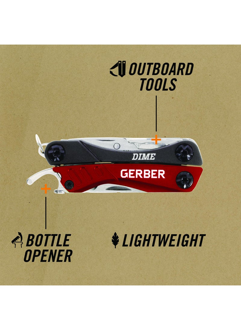 Gerber Gerber Gear Dime 12-in-1 Mini Multi-Tool - Needle Nose Pliers, Pocket Knife, Keychain, Bottle Opener - Gifts for Men - EDC Gear and Equipment - Red  - Image 3