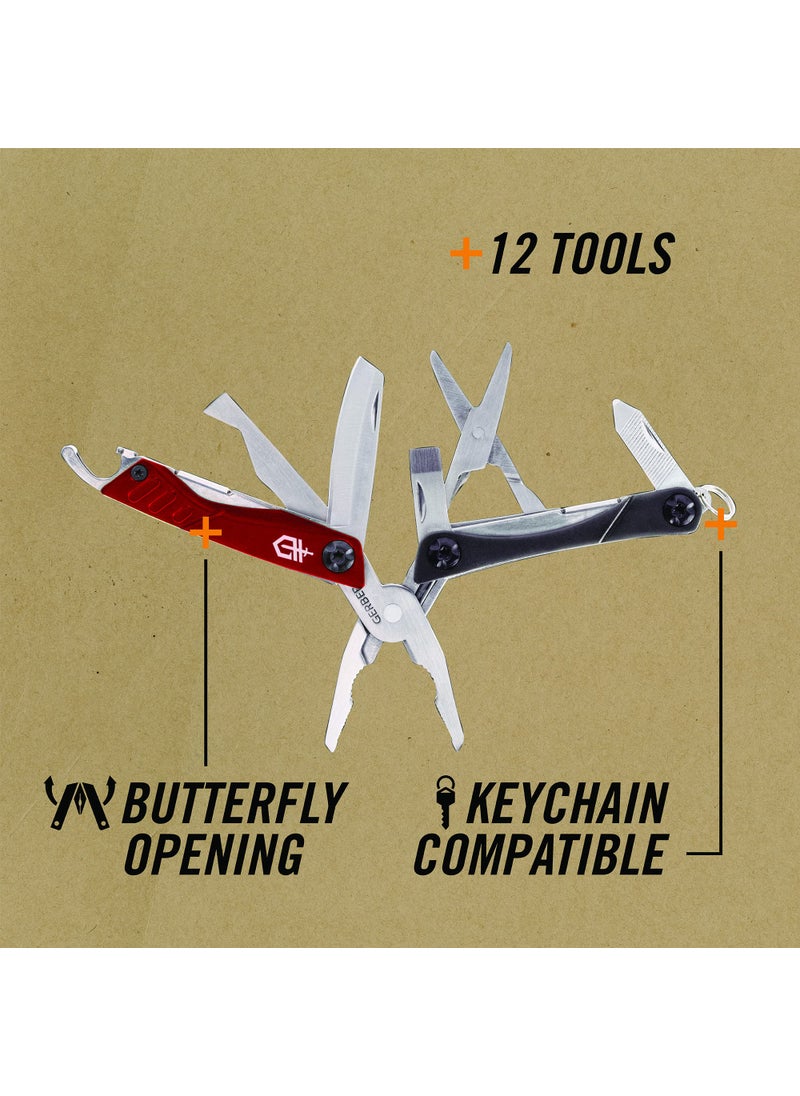 Gerber Gerber Gear Dime 12-in-1 Mini Multi-Tool - Needle Nose Pliers, Pocket Knife, Keychain, Bottle Opener - Gifts for Men - EDC Gear and Equipment - Red  - Image 2