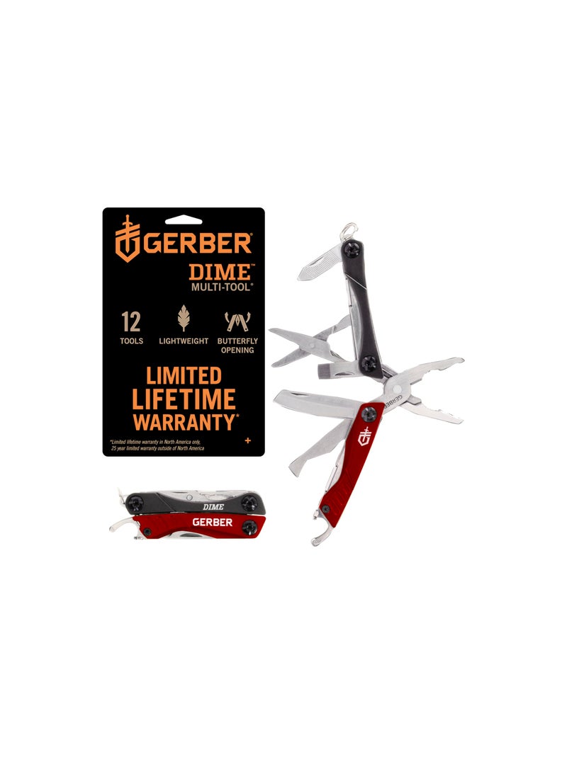 Gerber Gerber Gear Dime 12-in-1 Mini Multi-Tool - Needle Nose Pliers, Pocket Knife, Keychain, Bottle Opener - Gifts for Men - EDC Gear and Equipment - Red  - Image 1