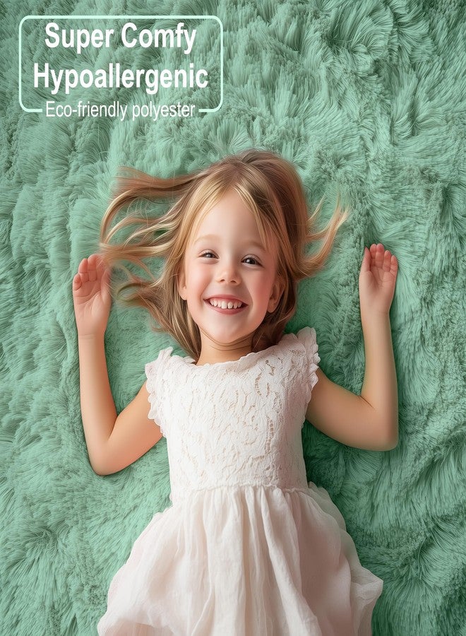 PAGISOFE Sage Green Round Rugs for Boys Bedroom,Shaggy Circle Rug 5Ft for Kids Room,Fluffy Carpet for Classroom Shag Circular Rug for Nursery,Fuzzy Plush Rugs for Teen Dorm,Cute Baby Room Decor - Image 2
