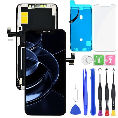 HXAQGP for iPhone 11 Pro Max LCD Display FHD Screen Replacement 3D Touch Digitizer Frame Full Assembly with Repair Tools Kit for 6.5 inch A2218, A2161, A2220+Waterproof Adhesive+Screen Protector - Image 1