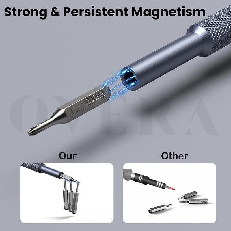 OVERA Overa 1 Precision Screwdriver Set Mini Magnetic Screwdriver Tool Kit 24 Bits with Plastic Case for Mobile Phone Laptop Watch Computers Electronic Glasses Repair  - Image 5