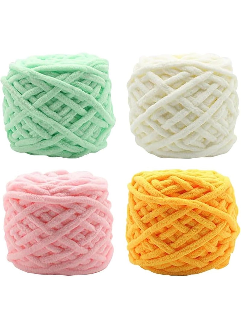 ChicAbode 4 Rolls 40m Colorful Chunky Chenille Yarn, Soft Plush Thick Yarn for Blanket Crocheting, Fluffy Hand Knitting Yarn for Scarf, Hat, Crochet and Weaving Projects - Image 1