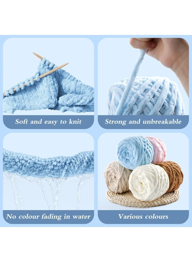 ChicAbode 4 Rolls 40m Colorful Chunky Chenille Yarn, Soft Plush Thick Yarn for Blanket Crocheting, Fluffy Hand Knitting Yarn for Scarf, Hat, Crochet and Weaving Projects - Image 5