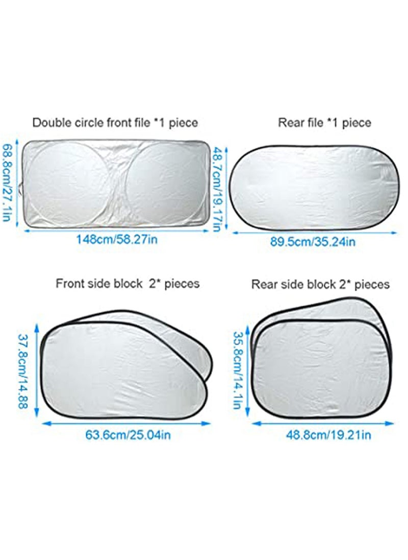 Excefore - Windscreen Sun Shade Set Silver Reflective Windscreen Protector Car Sun Shade Your Family Baby Kids and Pets from the car windows protect your children pets - Image 1