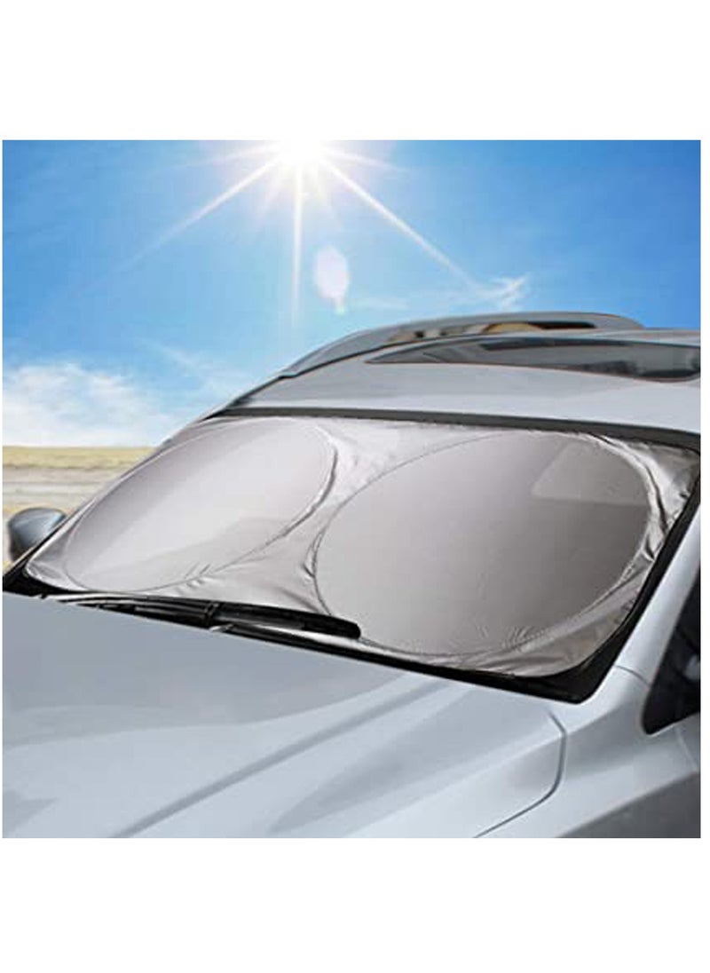 Excefore - Windscreen Sun Shade Set Silver Reflective Windscreen Protector Car Sun Shade Your Family Baby Kids and Pets from the car windows protect your children pets - Image 1