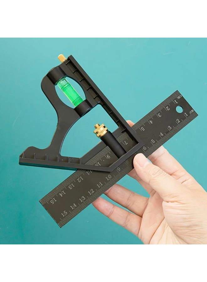 Black Precision 45 Degree Woodworking Square Adjustable Slide Measuring Tool - Image 1