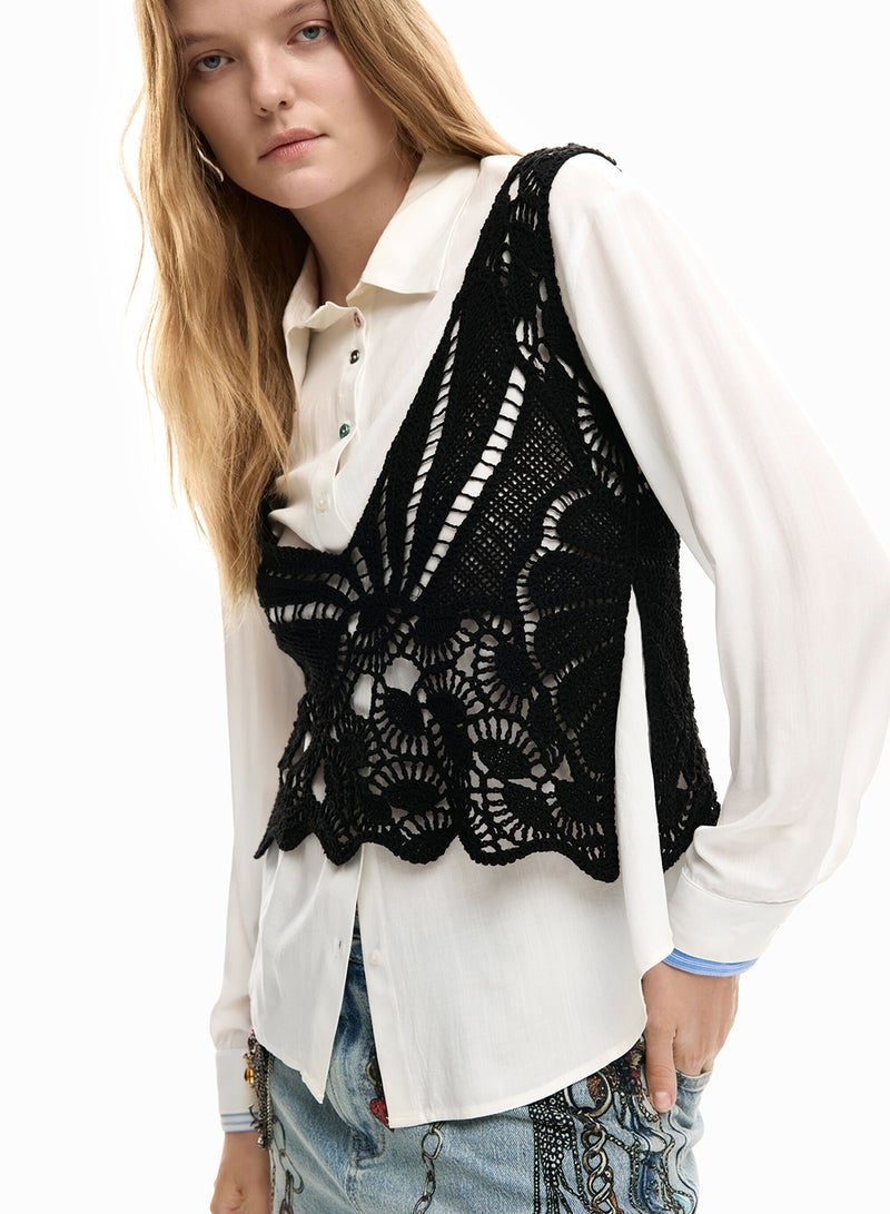 DESIGUAL Long-Sleeved Shirt With Regular Fit, In A Solid Tone - Image 3