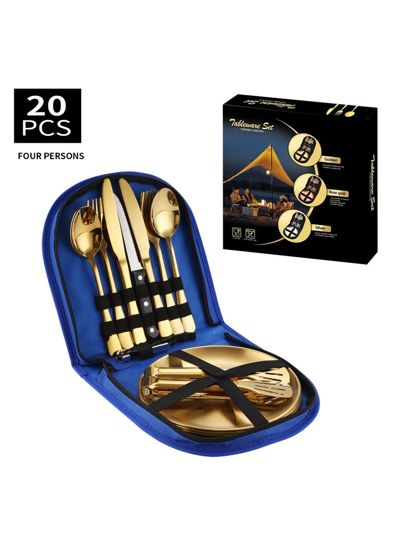 KUYING Stainless Steel Tableware Set Of 20 Pieces Western Knife Fork Spoon Set  - Image 1