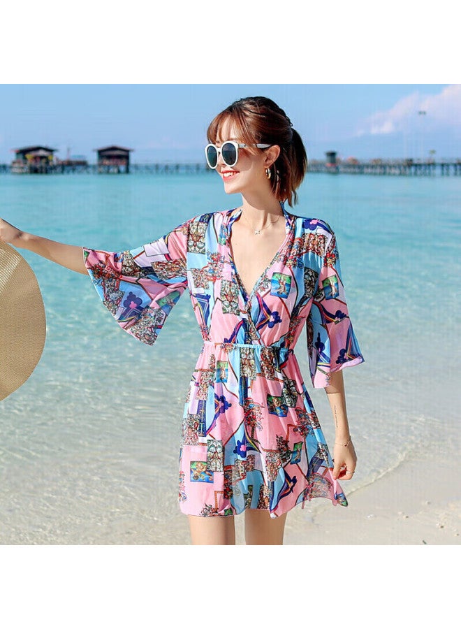 Skin-friendly Yifu Bikini ملابس سباحة للنساء، مجموعة من ثلاث قطع، ستايل كوري، قطع منفصلة، البوي شورت، محافظ، ملابس سباحة تنحيف تغطي البطن للينابيع الساخنة - Image 2