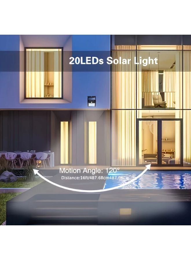6 قطع أضواء حائط خارجية تعمل بالطاقة الشمسية مع مستشعر 20 ليد 3 أوضاع إضاءة فيلودلايت للحدائق - Image 5