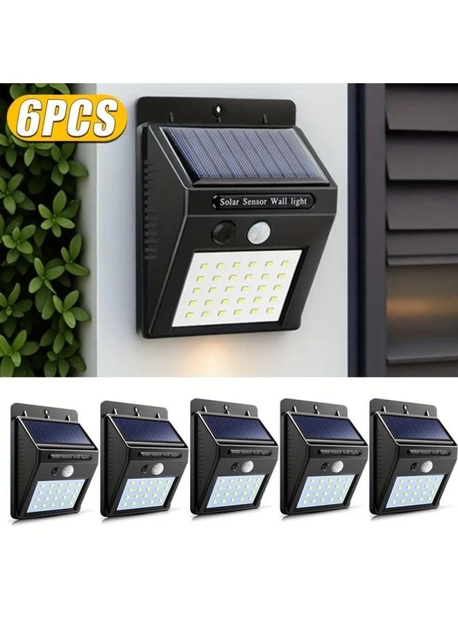 6 قطع أضواء حائط خارجية تعمل بالطاقة الشمسية مع مستشعر 20 ليد 3 أوضاع إضاءة فيلودلايت للحدائق - Image 1
