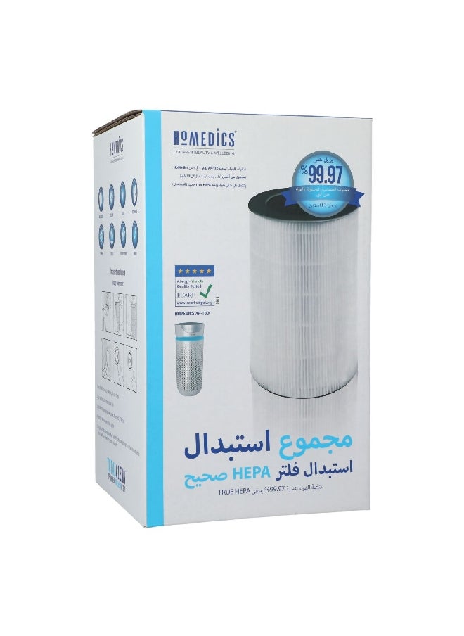 HoMedics Replacement HEPA Activated Carbon Air Cleaning Filter White and Black 31.1 x 18.7 x 18.7 cm AP-T30FL-SA  - Image 2