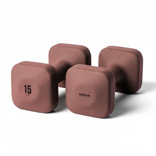 WeGym SafeGrip Square Dumbbells with Anti Slip Handles, Aesthetic Free Weights for Home Workouts, Stable Design Prevents Rolling during Floor Exercises (15LB, Pair Rose) - Image 1