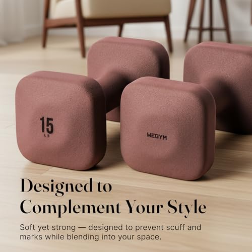 WeGym SafeGrip Square Dumbbells with Anti Slip Handles, Aesthetic Free Weights for Home Workouts, Stable Design Prevents Rolling during Floor Exercises (15LB, Pair Rose) - Image 4
