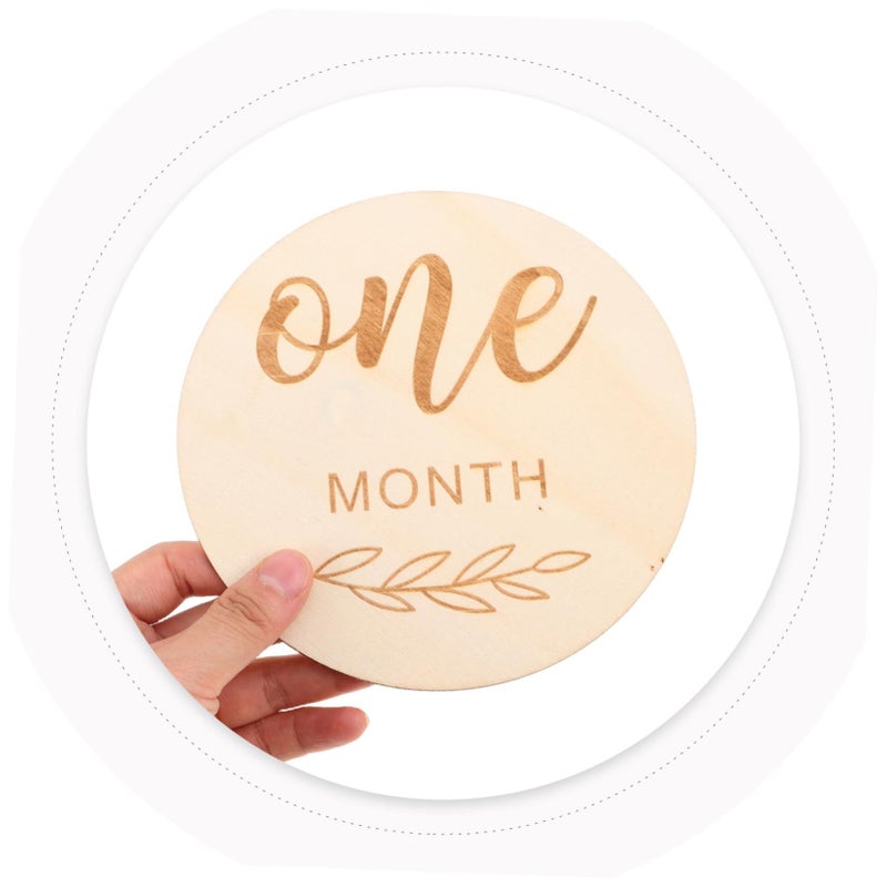 Wooden Baby Milestone Signs 12 Piece Monthly Growth Tracking Discs Newborn Photoshoot Props - Image 5