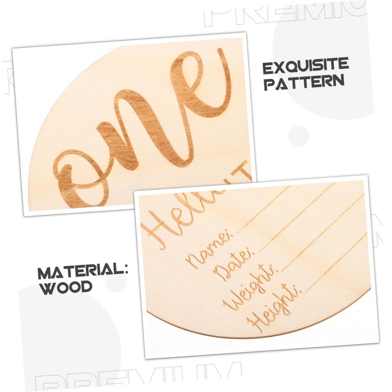 Wooden Baby Milestone Signs 12 Piece Monthly Growth Tracking Discs Newborn Photoshoot Props - Image 4