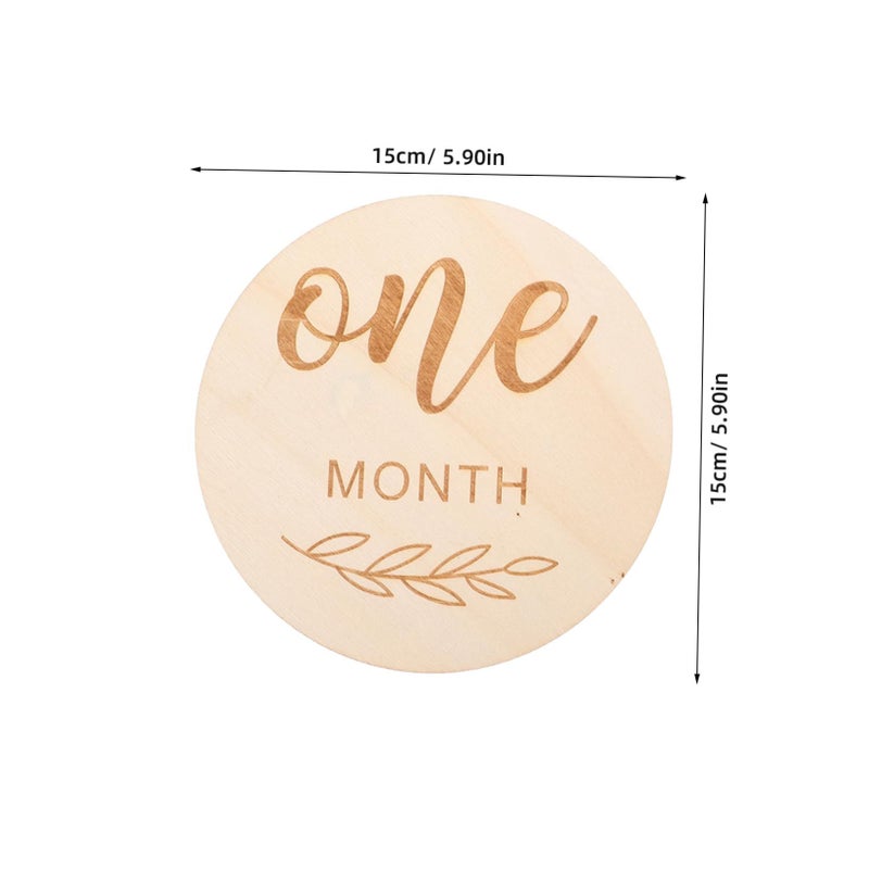 Wooden Baby Milestone Signs 12 Piece Monthly Growth Tracking Discs Newborn Photoshoot Props - Image 3