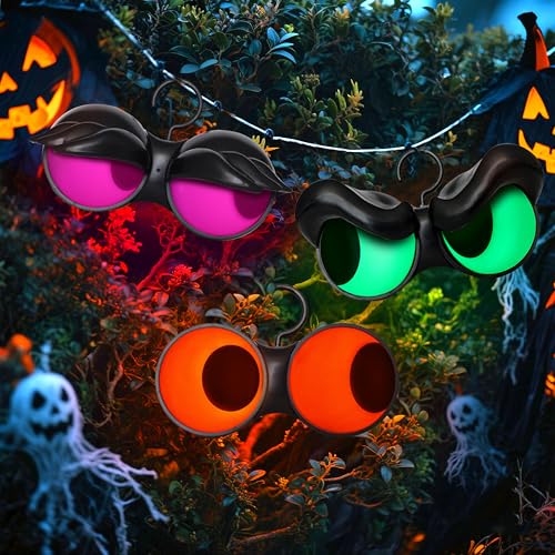 Joiedomi 3 Pack Halloween Decorations Indoor Flashing Peeping Eyes Lights with Timer, Halloween Glowing Decorations Outdoor Party Supplies, Spooky Animated Lights Eyes Decor for Yard Lawn Garden - Image 1